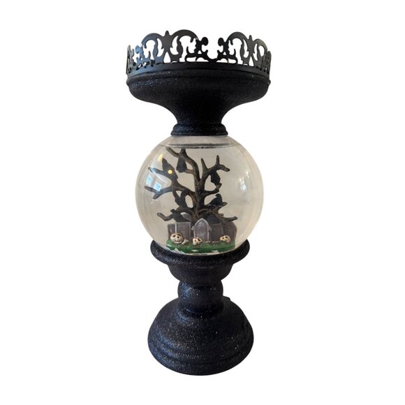 Halloween Water Snow Globe 3- Wick Candle Holder Bath & Body Works EUC - Picture 3 of 9